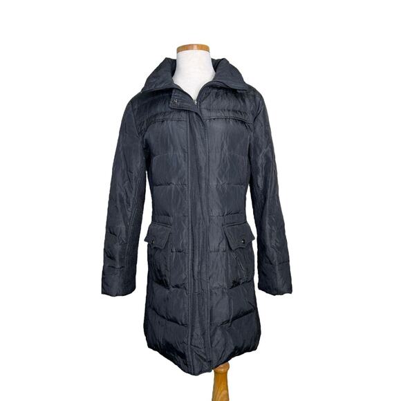 Burberry Down Filled Puffer Jacket Long Winter Coat FLAW Black Womens M Medium - Picture 1 of 13